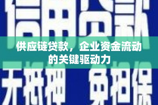 屏山供应链贷款，企业资金流动的关键驱动力
