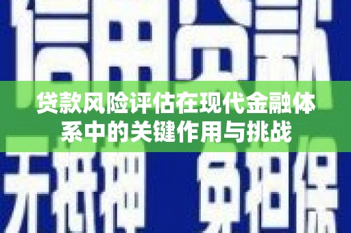 屏山贷款风险评估在现代金融体系中的关键作用与挑战