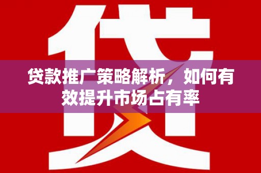 屏山贷款推广策略解析，如何有效提升市场占有率
