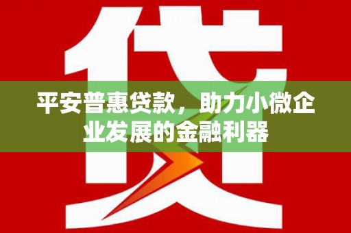 屏山平安普惠贷款，助力小微企业发展的金融利器