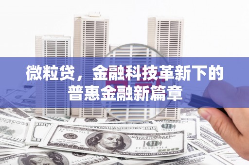 屏山微粒贷，金融科技革新下的普惠金融新篇章